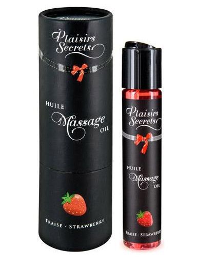 Массажное масло с ароматом клубники Huile de Massage Gourmande Fraise des Bois - 59 мл. - Plaisir Secret - купить с доставкой в Новом Уренгое