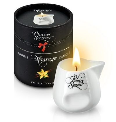 Массажная свеча с ароматом ванили Bougie Massage Gourmande Vanille - 80 мл. - Plaisir Secret - купить с доставкой в Новом Уренгое
