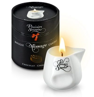 Массажная свеча с ароматом шоколада Bougie de Massage Gourmande Chocolat - 80 мл. - Plaisir Secret - купить с доставкой в Новом Уренгое