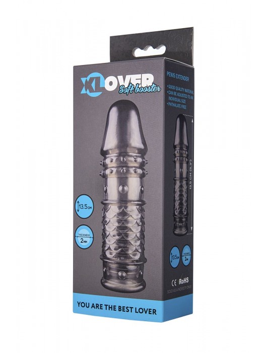 Дымчатая закрытая насадка ToyFa XLover с чешуйками и пупырышками - 13,5 см. - ToyFa - в Новом Уренгое купить с доставкой