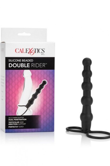 Насадка на пенис для двойного проникновения Silicone Beaded Double Rider - 14 см. - California Exotic Novelties - в Новом Уренгое купить с доставкой