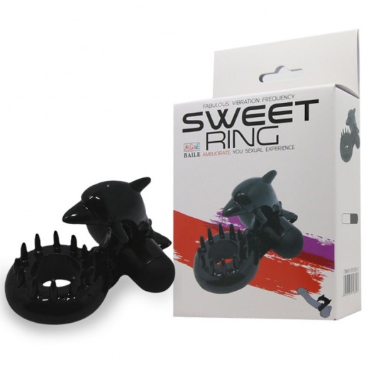 Чёрное эрекционное виброкольцо Sweet Ring с дельфинчиком - Baile - в Новом Уренгое купить с доставкой