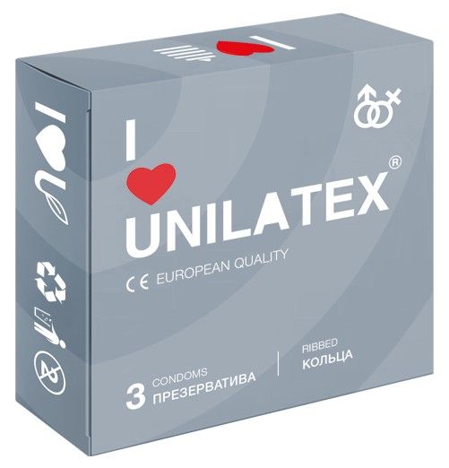 Презервативы с рёбрами Unilatex Ribbed - 3 шт. - Unilatex - купить с доставкой в Новом Уренгое