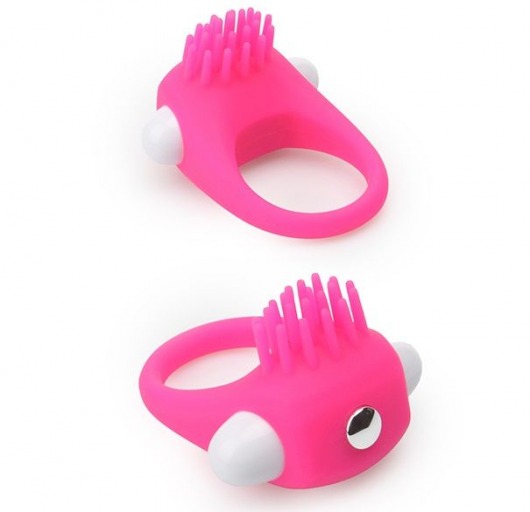 Розовое эрекционное кольцо с щеточкой LIT-UP SILICONE STIMU RING 5 - Dream Toys - в Новом Уренгое купить с доставкой