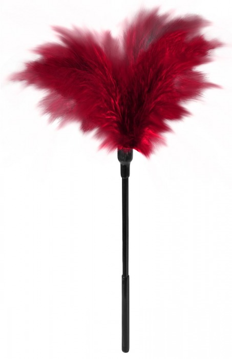 Пластиковая метелочка с красными пёрышками Small Feather Tickler - 32 см. - Blush Novelties - купить с доставкой в Новом Уренгое