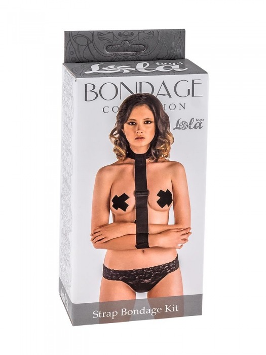 Ошейник с длинной лентой и наручниками Strap Bondage Kit Plus Size - Lola Games - купить с доставкой в Новом Уренгое