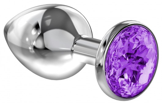 Малая серебристая анальная пробка Diamond Purple Sparkle Small с фиолетовым кристаллом - 7 см. - Lola Games - купить с доставкой в Новом Уренгое