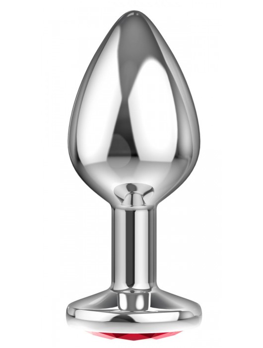 Большая серебристая анальная пробка Diamond Red Sparkle Large с красным кристаллом - 8 см. - Lola Games - купить с доставкой в Новом Уренгое