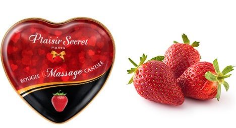 Массажная свеча с ароматом клубники Bougie Massage Candle - 35 мл. - Plaisir Secret - купить с доставкой в Новом Уренгое