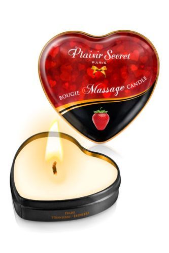 Массажная свеча с ароматом клубники Bougie Massage Candle - 35 мл. - Plaisir Secret - купить с доставкой в Новом Уренгое