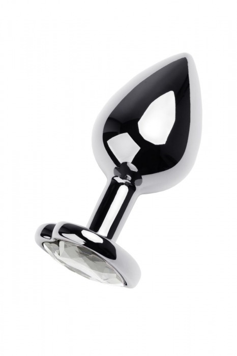 Серебристая анальная пробка с прозрачным кристаллом-сердцем - 8 см. - ToyFa - купить с доставкой в Новом Уренгое