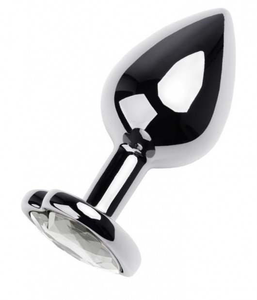 Серебристая анальная пробка с прозрачным кристаллом-сердцем - 8 см. - ToyFa - купить с доставкой в Новом Уренгое