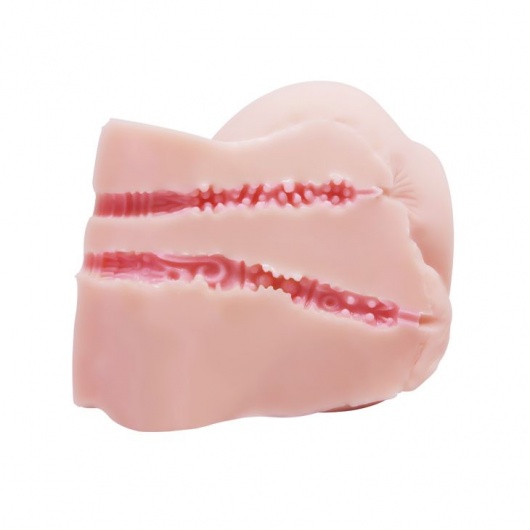 Телесный мастурбатор с двумя любовными тоннелями и вибрацией - Baile - в Новом Уренгое купить с доставкой