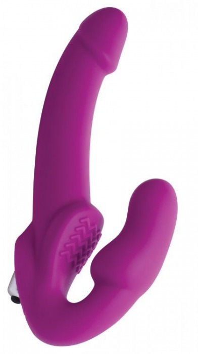 Ярко-розовый безремневой вибрострапон Evoke Vibrating Strapless Silicone Strap-on Dildo - XR Brands - купить с доставкой в Новом Уренгое