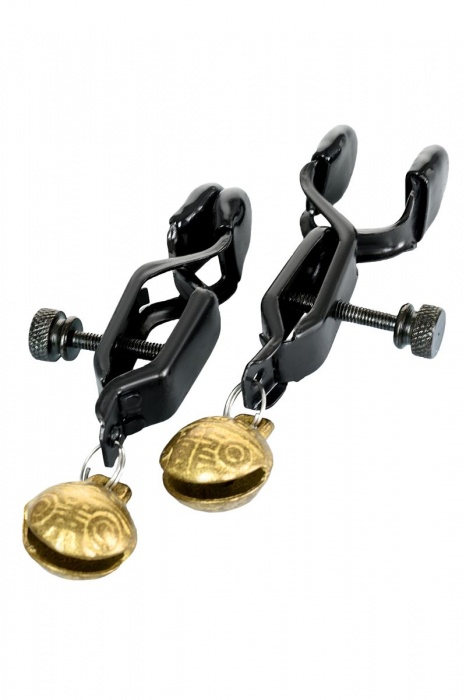 Черно-золотистые зажимы для сосков TOYFA Theatre - ToyFa - купить с доставкой в Новом Уренгое