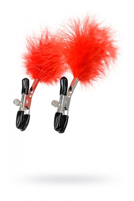 Зажимы для сосков с красным пухом Theatre - ToyFa - купить с доставкой в Новом Уренгое
