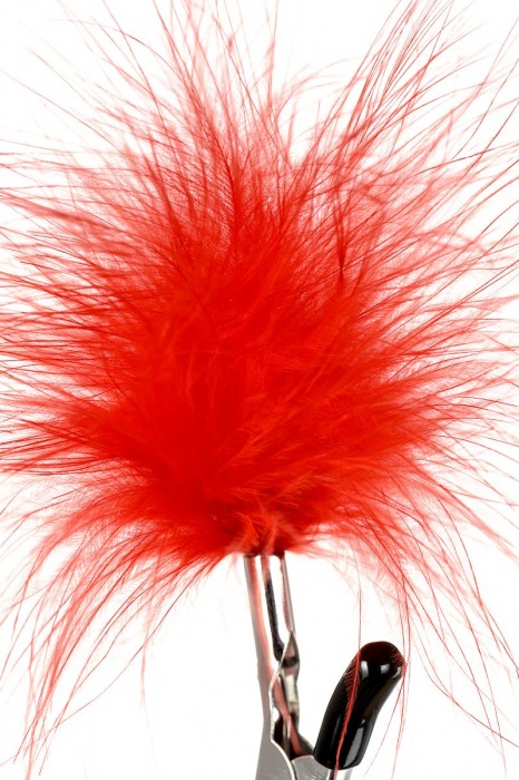 Зажимы для сосков с красным пухом Theatre - ToyFa - купить с доставкой в Новом Уренгое