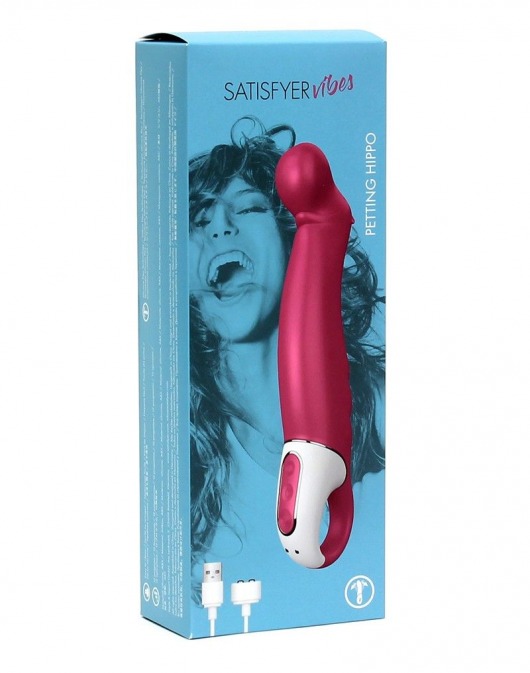 Вибратор Petting Hippo с загнутым кончиком - 22,9 см. - Satisfyer