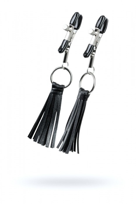 Черно-серебристые зажимы для сосков Theatre с кисточками - ToyFa - купить с доставкой в Новом Уренгое