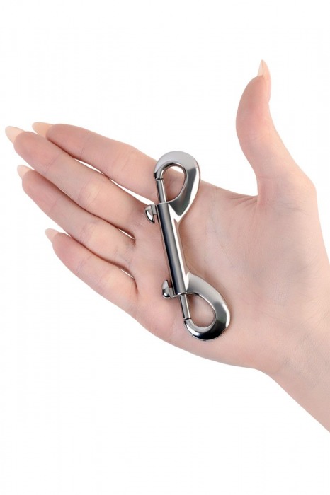 Серебристый двухсторонний карабин TOYFA Metal - ToyFa - купить с доставкой в Новом Уренгое