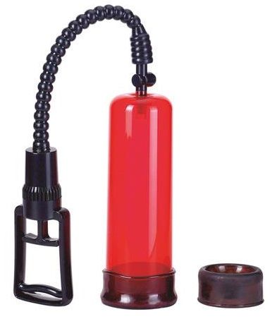 Вакуумная помпа с двумя сменными насадками NEW STAY HARD PUMP CLEAR RED - Seven Creations - в Новом Уренгое купить с доставкой